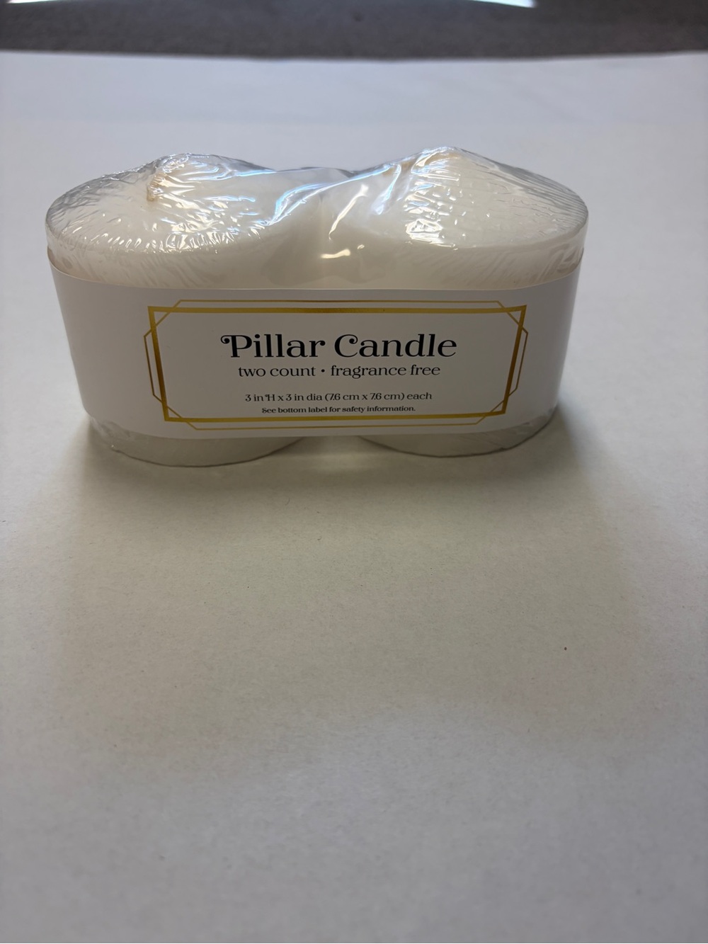2 White Fragrance Free Pillar Candles 3”x3” Unscented 2 Count New